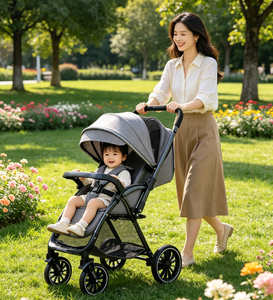 Poussette bébé JXB avec large nacelle lavable, pliage à une main, fonction chauffante et capote complète - Product Image 1