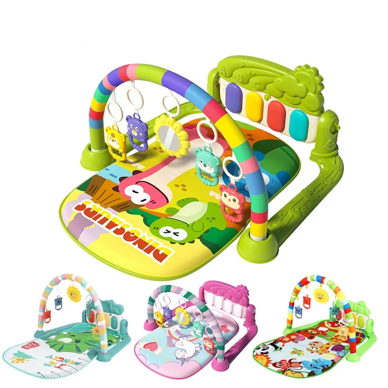 Baby Activity Gym Music Piano Mat Foldable Round Carpet Pedal Music Kick Piano Keyboard Fitness Frame Play Mats Toys For Kids