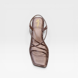 Women's Metallic Patent Leather Strappy Heeled <b>Sandals</b> Square Toe Block Heel Slip-On Elegant Summer Footwear Wear Casual Fashion - Product Image 2