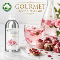 Huile de rose de Damas de qualité alimentaire (Rosa Damascena) pour les boissons florales, la confiserie et les créations gourmandes