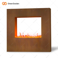 Cheminée au gaz naturel en acier Corten pour jardin moderne, design carré 3D, foyer extérieur sans fumée, foyer portable, décoration de patio et de jardin