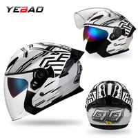 Casque Moto Jet Rabattable YEBAO Meilleure Vente ABS Double Écran Haute Résistance aux Chocs Certifié ECE CE Adulte