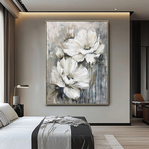 <span class=keywords><strong>Peinture</strong></span> Moderne Peinte à la Main, Tableaux Floraux Vintage Neutres, Décoration Intérieure, Œuvre d'Art Florale sur Toile, Tableaux et Art Mural - Product Image 1