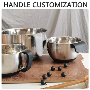 Cuencos para mezclar ensaladas de acero inoxidable personalizables, tapa de lavabo pulida, cuenco mezclador de huevos con fondo de silicona, cuenco para servir pasteles y hornear - Product Image 2