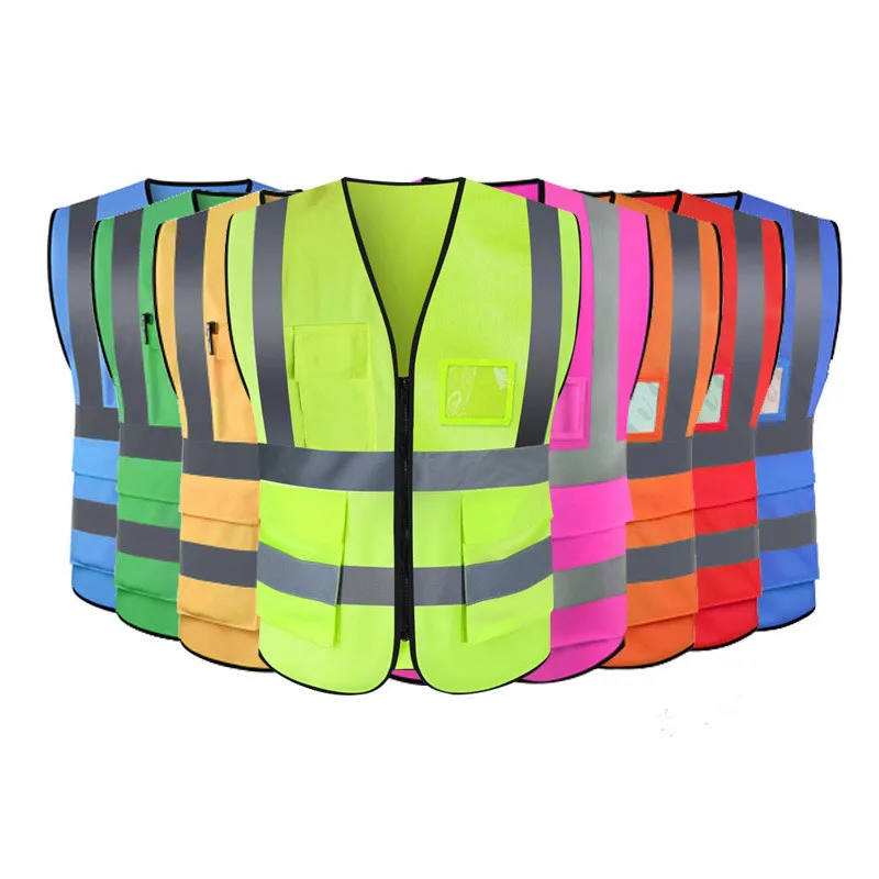 High Visibility Special Customize Logo Mesh Construction Jackets Industrial Reflective Working Safety Vest