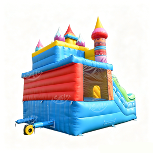 Château <span class=keywords><strong>gonflable</strong></span> commercial avec toboggan, aire de jeux extérieure en PVC pour location événementielle - Product Image 2