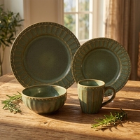 Service de vaisselle en céramique nordique moderne et durable, bols à soupe en grès, assiettes plates, petit bol en céramique