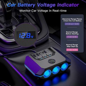 Universal Car Charger <b>Adapter</b> 3 Port USB <b>Charging</b> Hub with LED Display Compass for Dashboard Travel - Product Image 5