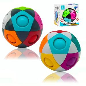 Großhandel Fingerfußball Spielzeug Zwölf-Loch Stressabbau Intelligenzwürfel Fingerspitzen-Kreisel Magischer Regenbogenball Spielzeug - Product Image 1
