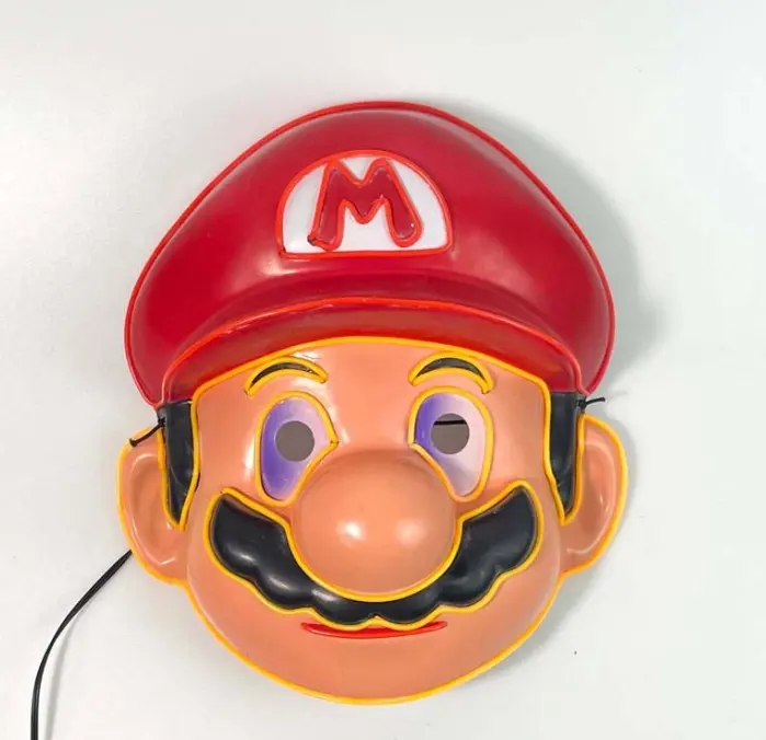 Masque Super Mario à lumière froide à LED Cartoon Anime Game Character Cosplay Costume Accessories For Masquerade Party Carnival