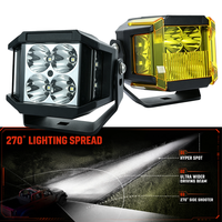 Projecteur LED extérieur carré de 4 pouces, étanche IP67, ambre, DRL, 12V 24V, 270° °   Laser latéral pour pare-chocs avant de 4x4 tout-terrain