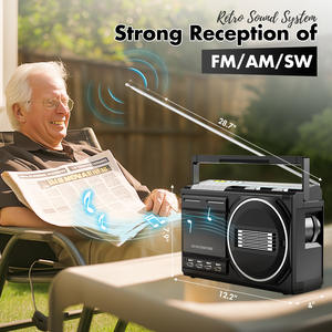 Reproductor de Casetes Retro Boombox con Bluetooth 5.1, Radio FM <span class=keywords><strong>AM</strong></span> SW, Grabadora Inalámbrica de Radio-casete, Grabación por USB/AUX, Sonido Estéreo Karaoke - Product Image 3