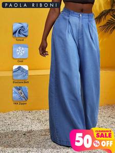 Jean ample taille haute décontracté en denim style urbain pour femme, coupe oversize, jambe large, tendance, vente chaude - Product Image 2