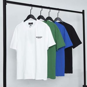 Camiseta casual REP de algodón puro para parejas, de verano, estilo urbano, holgada, de manga corta, con etiqueta pequeña de cuatro colores, de marca de moda. - Product Image 1