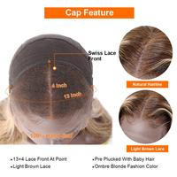Perruque Lace Frontal Wig 100% naturelle brésilienne ombrée, tissu en vison véritable, cheveux vierges, perruque à reflets