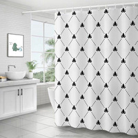 Ensemble de rideau de douche extra long, rideau de douche noir et blanc pour salle de bain, rideau de douche blanc et noir Boho 12 crochets