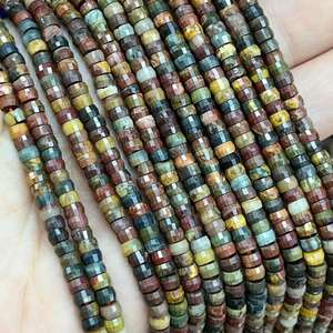 <span class=keywords><strong>Pierre</strong></span> <span class=keywords><strong>naturelle</strong></span> de jaspe Red Creek, forme galet, 2x4mm, à facettes, Haixi, pour la création de bijoux raffinés et tendance, environ 380mm - Product Image 2