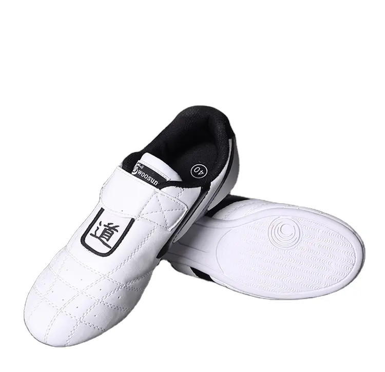 รองเท้าเทควันโด1คู่ขายส่งที่กำหนดเอง PU พื้นยางศิลปะการต่อสู้รองเท้าเทควันโดรองเท้าสำหรับผู้ชาย