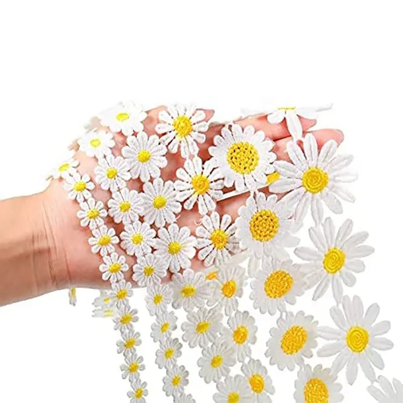 फूल डेज़ी फीता रिबन ट्रिम डेज़ी फूल फीता ट्रिम कपड़े में सफेद के लिए पोशाक