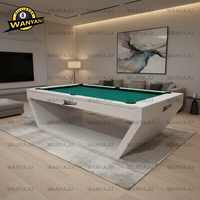 Table de billard de luxe américaine en chêne massif pour 8 joueurs, personnalisable, avec coussin en ardoise, poches en cuir véritable et tissu en laine de haute qualité