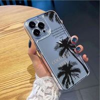 Coques de téléphone antichoc économiques motif cocotiers pour iPhone 17 Air 16 Plus Pro Max 15 14 13 12 11 X – Housse de protection anti-chute