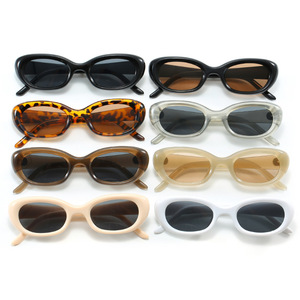 Hot European and American Ladies Retro Simple Oval Small Frame Outdoor Sunblock Color Sunglasses - Product Image 1