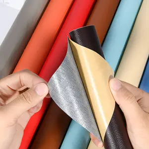 Leather Factory Custom Upholstery Litchi Self Adhesive Leather Thick PVC Sofa Seat Repair Leather Stickers