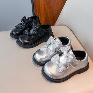 Zapatos de Cuero PU con Lazo Coreano para Niñas, Zapatos de Princesa con Lentejuelas para Primavera y Otoño 2026 - Product Image 1