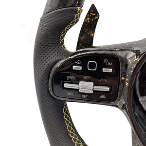 Volante LED de Fibra de Carbono Forjado Dorado para <span class=keywords><strong>Mercedes</strong></span> Benz W221 W222 W212 W213 GLE W167 W164 Clase C W205 C300 <span class=keywords><strong>4matic</strong></span> 2015 - Product Image 3