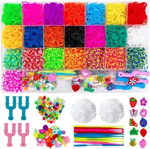 Novelty Gift DIY Loom Bands Clips Beads Charms Bracelet Making Kit for Kids Rubber Refill Loom Set Gift Toy for Girl