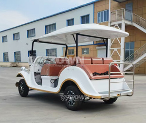 Coche Eléctrico Vintage de Turismo de 8 Plazas con Techo Abierto Blanco y Asientos Naranjas para Hotel, Resort o Parque - Product Image 6