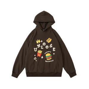 Venta al por mayor personalizado OEM serigrafía algodón hamburguesa impresión hombres peso pesado unisex Sudadera con capucha para otoño jersey de espuma - Product Image 2