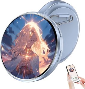 Broche à écran tactile de 1,85 pouce, personnalisable via application Bluetooth, affichage dynamique de photos et vidéos d'anime, badge numérique portable personnalisé - Product Image 1