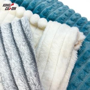 Tela de Franela a Rayas Blancas y Azules con Estampado en la Parte Posterior Negra, 100% Poliéster, Directo de Fábrica KINGCASON, con Corte para Forro de Mantas - Product Image 2