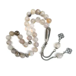 Ágata Natural Aqeeq Tasbih 10mm 33 Cuentas de oración islámica <span class=keywords><strong>Tasbeeh</strong></span> Rosario musulmán Cuentas <span class=keywords><strong>Dhikr</strong></span> Cuentas Zikr Regalos islámicos musulmanes - Product Image 4