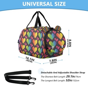 Large Capacity Fashion Sports Fitness <b>Bag</b> Portable Customs Heart Patterns Polyester Travel Shoulder Duffel <b>Bag</b> - Product Image 3