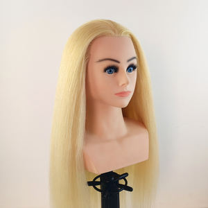 Tête de mannequin d'entraînement en cheveux naturels de 60 cm de long, tête de mannequin professionnelle pour la <span class=keywords><strong>coiffure</strong></span>, le maquillage, la pratique, la formation, la poupée de cosmétologie - Product Image 6