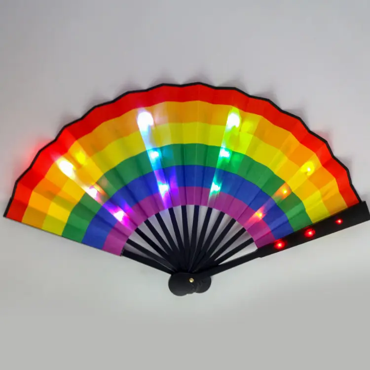 Led Personalised Bamboo Folding Chinese Hand Fans For Bar Night Club Party Dance Props