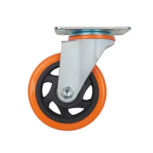 Roulette industrielle robuste roulette orange pu roue 4 pouces plaque roulette roue robuste avec frein