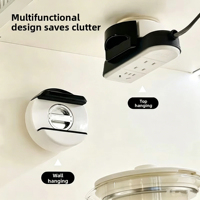 Nouveau design Support de multiprise à ventouse rotatif, Organisateur de prises pour armoire et comptoir, Outil de gestion des câbles
