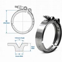 Universell Passende Edelstahl Metrisch/Zoll Verstellbare V-Band Verschraubte Flanschklammer-Set für Dieselmotor-Auspuffrohr