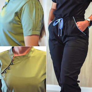 Yuhong multicolore da donna scrub medico vestito tessuto da <span class=keywords><strong>lavoro</strong></span> ospedale colore di contrasto per infermiere dentista per il <span class=keywords><strong>lavoro</strong></span> di chirurgia medica - Product Image 6