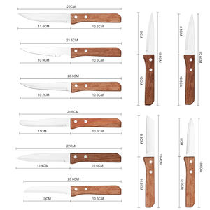 طقم سكاكين من 6 قطع بمقبض خشبي، سكين مطبخ، قطاعة من الفولاذ المقاوم للصدأ، سكين تقشير - Product Image 3