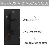 Offre Spéciale – Ensemble de 6 Pièces 16 Pouces Noir Mat avec Contrôle Thermostatique, Affichage LED, Jets Pluie et Hydromassants, Montage Plafond