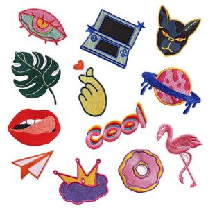 Iron on Embroidered Summer Holiday Style Computer Leaf Flamingo Eye Umbrella Patches for Clothes Bag Decoration - Product Image 2