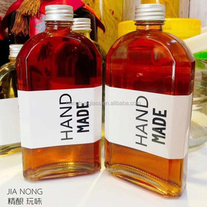 Flat Clear 10cl 100mL 100cc Botella de licor de vidrio para café Whisky <span class=keywords><strong>Gin</strong></span> Vodka Spirit Bebida hecha a mano con tapón de rosca - Product Image 1