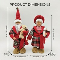Ensemble de figurines M. et Mme Père Noël, poupées de Noël en couple, figurines debout de Père Noël et de Mme Père Noël, figurines de Père Noël à carreaux