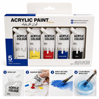 Peinture acrylique ZANERAY 100 ml, 5 couleurs, vente en gros, pratique à utiliser en petits paquets, kit de peinture pour artistes et enfants