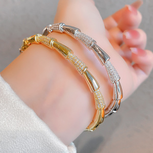 Gold And <b>Silver</b> Geometric Crystal <b>Bracelets</b> For Women Micro Insert Jewelry Gift <b>Bangles</b> With Zircon Stones - Product Image 4