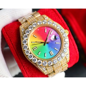 Drioshipping, nuevo reloj para hombre, reloj mecánico con incrustaciones de diamantes de colores degradados a la moda, resistente al agua y a prueba de golpes, multifuncional - Product Image 4